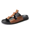 Mens Leather Sandals Slippers Male Summer Outdoor Soft men slides flip flops fender summer men genuine leather slippers cowhide
