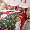 Klassische Fröhlicher Weihnachtsbaum-Muster-3Pcs / Set-Drucken-Bettwäsche-Sets Weiche 100% Baumwolle Bett-Winter-Bequeme Quilt Bettwäsche Outlet