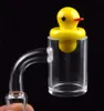 Senaste Färgade glas UFO Cactus Duck Carb Cap för 4mm Tjock Clear Bottom Quartz Banger Nail 45 90 grader Röktillbehör Oljerigg