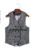 Double Breasted Gary Groom Vest Slim Fit Wol Herringbone Tweed Vesten Bruiloft Gest Prom Draag voor Man