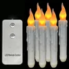 Lot de 12 bougies coniques LED sans flamme, 0,79 x 6,9 pouces, bougies coniques à piles avec flamme scintillante jaune chaud