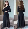 2021autumn Dresses slimming long section collar long-sleeved chiffon solid color pullover dress female, support mixed batch