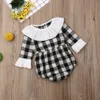 Toddler Baby Girl Ubrania Plaids Flear Mleeve Romper Tumpsuit Bodysuit Outfits9365063