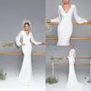 2020 Eva Lendel New Arrival Long Sleeve V Neck Mermaid Wedding Dresses Satin Beach Wedding Gowns Custom Made robe de mariée