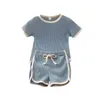 Conjuntos de roupas esportivas casuais infantis conjuntos de roupas listradas de bebê shorts de manga curta de verão 2pcsset infantil shortt home pijama set5966375