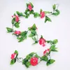 Konstgjord blomma Vine Hängande Silk Rose Ivy Bröllop Garland Heminredning Rose Ratten 240cm Rose Vine