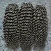 Mänskliga hårbuntar 3PC Brasilianska hårvävbuntar Kinky Curly Gray Färg 100% Mänsklig vävbuntar Non-Remy Hair Extension