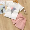 2020 Girls Summer Clothes 2020 Set di abbigliamento Tshirt stampato Short 2Pcs Abita per bambini 37 anni Sleeveless Baby Clothes8206230