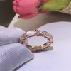 New Fashion Titanium Steel Ring Silver & Rose Gold Diamond Titanium Steel Snake Bone Ring Women's Wedding and Engagement Jewelry