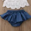 新生児の赤ちゃんの女の子の服フローラルトップスデンドレスパンツ衣装2PCS1746974