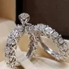 Несколько стиль Bling Bling горный хрусталь обручальное кольцо женщины Циркон свадебный комплект кольцо подарок для пары любовь высокое качество