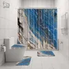 NYAA 4 Pcs Mosaic Decoration Shower Curtain Pedestal Rug Lid Toilet Cover Mat Bath Mat Set For Bathroom Decor Y200407280A