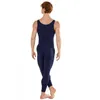 Mans One Piece Black Tank Unitard Men Lycra Ballet senza maniche Full Body aderente tuta con parte posteriore centrale