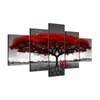 Modular Canvas HD Prinha pôsteres Decoração de casa Fotos de arte de parede 5 peças Red Tree Art Cenário Painturas de paisagem Quadro No Frame3448730