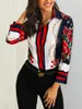 2019 Women Fashion Elegant Office Look Work Wear Party Shirt Female Tops Weekend Floral & Chains Print Casual Blouse