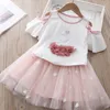 2020 New Girl039s Clothes Summer Kids Swan Strapless TshirtLace Dress Sets Casual Summer Girls Set Children Clothing7683468