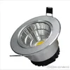 Plata Ultra hermosa regulable LED COB Downlight AC85-265V 6W / 9W / 12W / 15W Foco LED empotrado Decoración Lámpara de techo