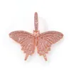 Iced Out Small Butterfly Hanger Ketting Goud Verzilverd Micro Verharde Kubieke Zirkoon Mens Hip Hop Sieraden Gift