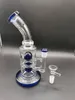 9Inches Blue Inline and Egg Perc Perclator Glass Bong Hookahs for Water Pipes with 14mm Male Bowl