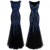 Angel-Fashions Mulheres vestidos de noite longo vestido de festa elegância vintage lantejoulas 1920s flapper vestidos 377