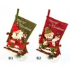 Julstrumpor Bag Cloth Striped Elk Socks Cartoon Santa Deer Stocking Xmas Tree Hängande Decoration Bag Snowman Santa Presentväska