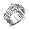 Elegante Ringe aus 925er Sterlingsilber mit Musiknotenmuster für Musikliebhaber, Geschenk für Frauen, Ehering, Schmuck, Größe 5–12