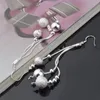 Großhandel – Hochzeitsschmuck, Damenmodeschmuck, 925er-Silber-Sterling-Vintage-Ohrringe, elegante Ohrstecker, dreireihige Perlen, weibliche Ohrringe