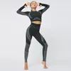 2 Pezzi Set da Palestra Abbigliamento da Allenamento per Donna Tute da Yoga Top Senza Cuciture E Leggings Fitness Pantaloni Allenamento Corsa Abbigliamento Sportivo Donna