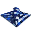 KH2 Hanky, Blue Gümüş Siyah Mendil Mens Bağları Jacquard Dokuma Cep Meydanı Takım Hediye5678513