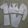 5szt / zestaw Kobiety Vital Seamless Yogi Zestaw Fitness Krótki Rękaw Długie Przyrody Top Koszule Bieganie Legginsy Spodenki Trening Ubrania Siłownia Set1