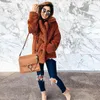 Groothandel-vrouwen plus size faux bont jas jas winterzakken teddy jas vrouwelijke pluche overjas casual wol bovenkleding