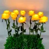 Lanterna di rose con foglie di stoffa di seta Decorazioni da giardino Lampada da terra a led di colore rosso giallo blu Lampada da terra adatta per esterni Paesaggio 4 1j1293992