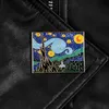 ゴッホレトロエナメルピン星月夜黒バッジブローチ女性のための油絵アート絵画ラペルピンジュエリーギフト