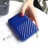 Cartera de piel auténtica con patrón en V para mujer, monederos cortos de piel de oveja de lujo para mujer, tarjetero de diseño de piel de cordero para mujer, tarjetero Pocke220q