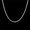 PLATED Sterling Silver Chains (16 18 20 22 24) Inchs*3mm Men's 3M Bone Necklace SN192 TOP 925 Silver Plate Chains Halsband Juvely2335739