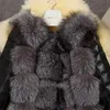 Fionto faux sliver colete de pele mulheres inverno moda médio longa pele artificina coletes mulher casacos quentes femininos senhoras ca2388