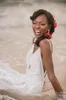 Einfache Strandhochzeitskleider 2019 Sommer Spaghetti Sexy Brautkleider mit tiefem V-Ausschnitt Rückenfreie Chiffon-Spitze-Applikationen Günstige Brautkleider
