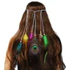 Fasce per capelli in piume di pelle colorate fatte a mano in stile Boho con accessori per capelli in flanella e perline per regali di vacanza per le donne