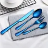 Rostfritt stål bestick bestick set kök bar dinnerware sätter västerländsk middag bestick gyllene bestick kniv gaffel sked kaffe sked set