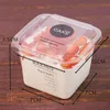 Rensa tårta Box Transparent Square Mousse Plastmuffin Boxar med lock Yoghourt Pudding Wedding Party Supplies EEA704