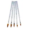 5pcs / set 11/13/15/17 / 19mm Nail Art Crystal Brush UV Gel Builder Målning Dotting Pen Carving Tips Manicure Salon Verktyg Hhaa138