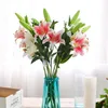 Artificial flower Lily flowers 3 hands feel lilies artificial flower wedding home decoration flowers plants simulation potted flowers 5982