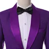 Nowości One Button Purple Paisley Groom Tuxedos Szal Kapel Groomsmen Mens Wedding Party Garnitury (Kurtka + Spodnie + Krawat) K10