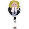 Portachiavi personalizzati Bling strass chimico Nome Tag Retrattile Badge Reel LAB Porta badge identificativo in metallo resistente