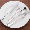 Cubiertos de metal Conjuntos de acero inoxidable de color plateado brillante Cuchillo Y Tenedor Cuchara Dinnereware Kits occidental Alimentos Cubiertos Traje de los regalos Decor 42ls E19