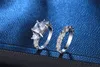 Yhamni Ny ankomst 100% 925 Sterling Silver Wedding Ring Set för kvinnor Bride Engagement Fashion Jewelry Bands Gift LRA0257245K