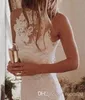 Simple White Lace Dresses for Bride High Neck Full Lace Bohemian Beach Wedding Dress Court Train Mermaid Boho Bridal Gowns Cheap