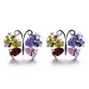 5 par 1 partia Luckyshine Holiday Prezent Butterfly Multi-Color 925 Sterling Silver Cubic Cyrkon Wedding Stud Kolczyki dla kobiet