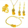 Banhado A ouro Sorte PiXiu Jóias Set Vietnã Areia De Ouro Quatro Peças de Animal Pingente Fengshui WomenJewelry