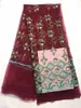 5 Metros / pc lindo vermelho tecido de renda líquida francês com contas e ouro bordado de seda africano malha de renda para o vestido QN100-7